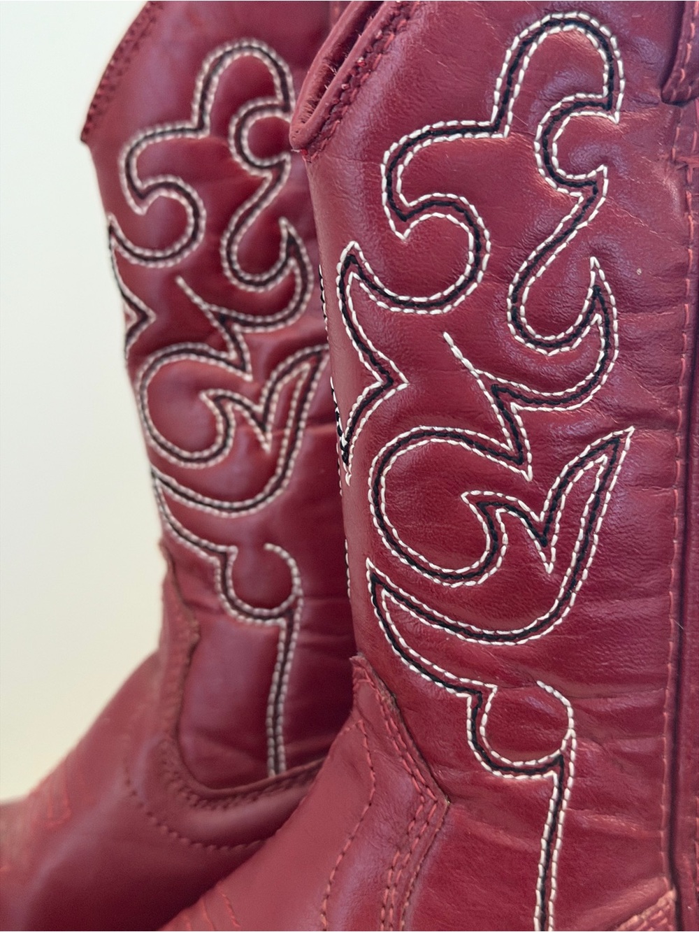 Kids Red Western Cowboy Boots with Silver Toe Accent - Picture 8 of 13